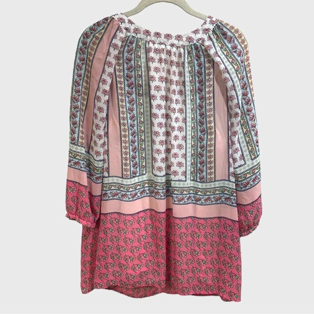 Motherhood Pink White Mixed Media Floral Sheer Blouse Size Medium - Picture 5 of 9